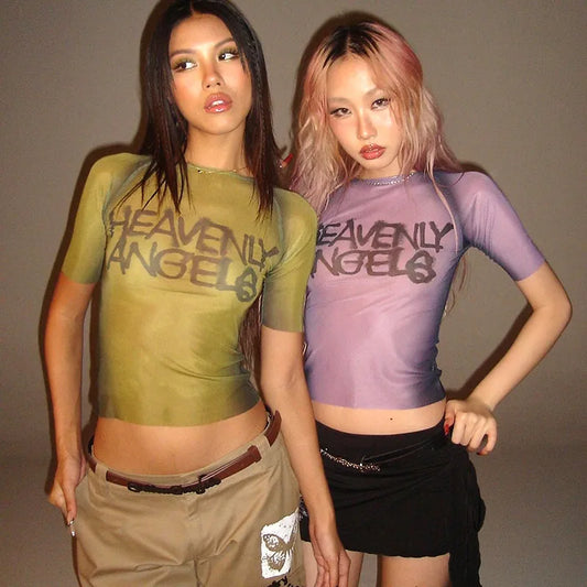 Trendy See-Through Graphic Tee